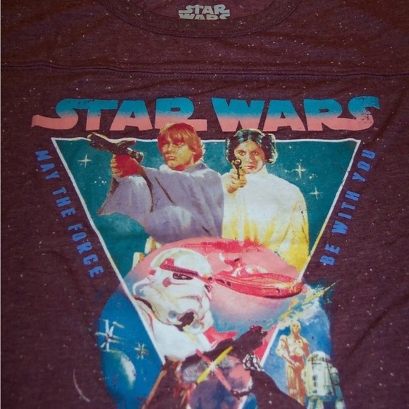Star Wars Retro Graphic Varsity Tee – Maroon Speckle – Size M Women’s - Picture 9 of 9